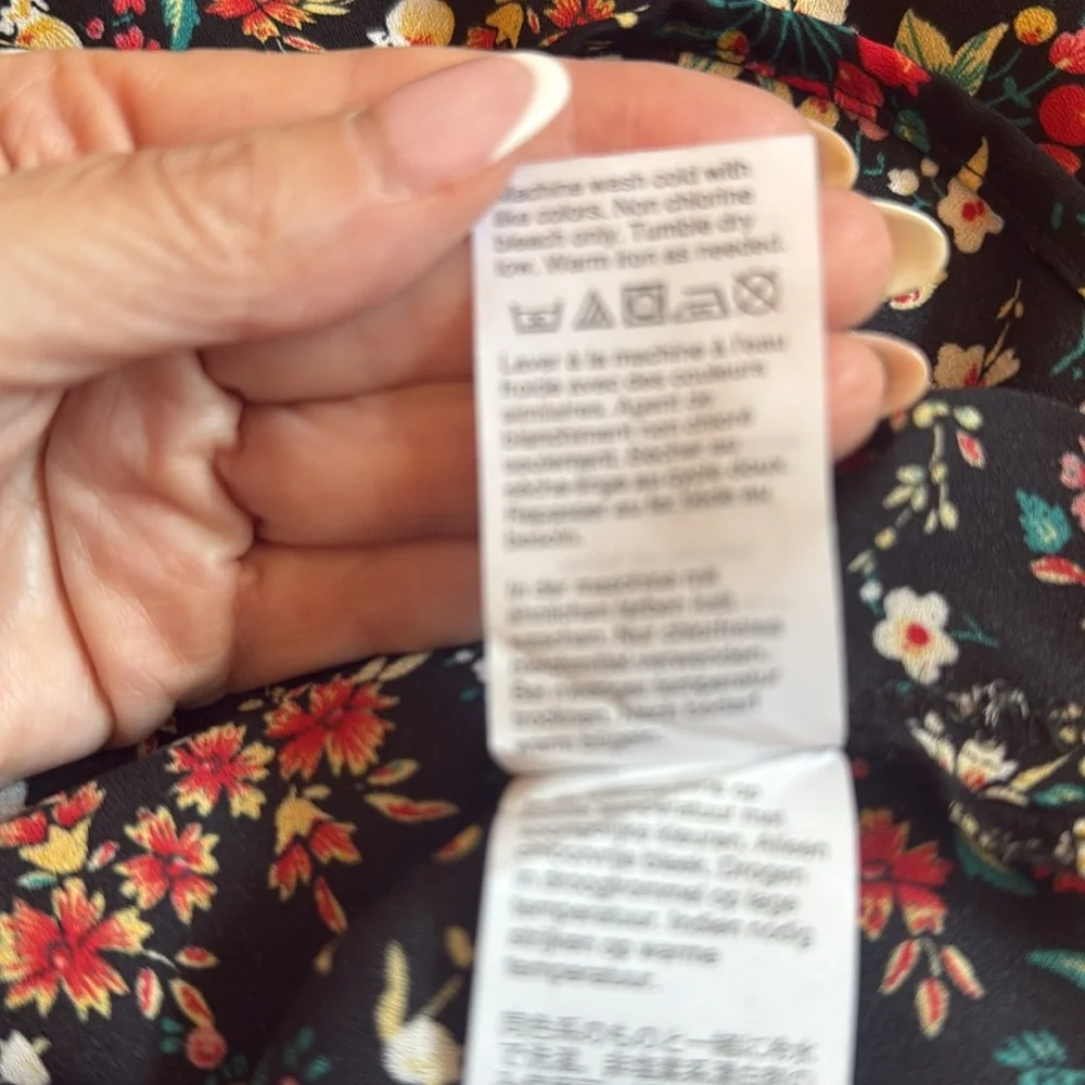 J. Crew Mercantile Floral Black Top Boho Bell Sleeves New Size XS 0 office work - Picture 11 of 11